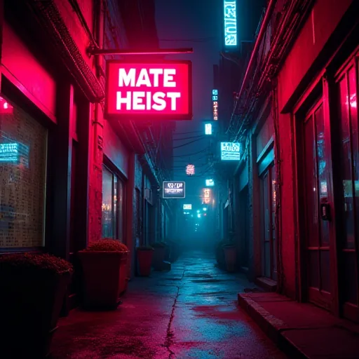 Neon Heist pokie artwork at Casino Mate
